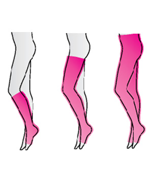  An image showing different lengths of compression socks