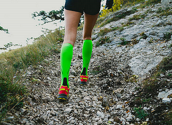 A Professional Runner Wearing Compression Socks