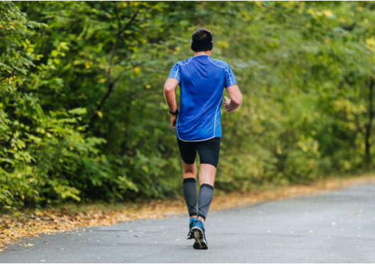 Athlete Wore Medically Recommended Graduated Compression Socks For Morning Work-Out Session