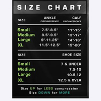 sizing chart for choosing running socks