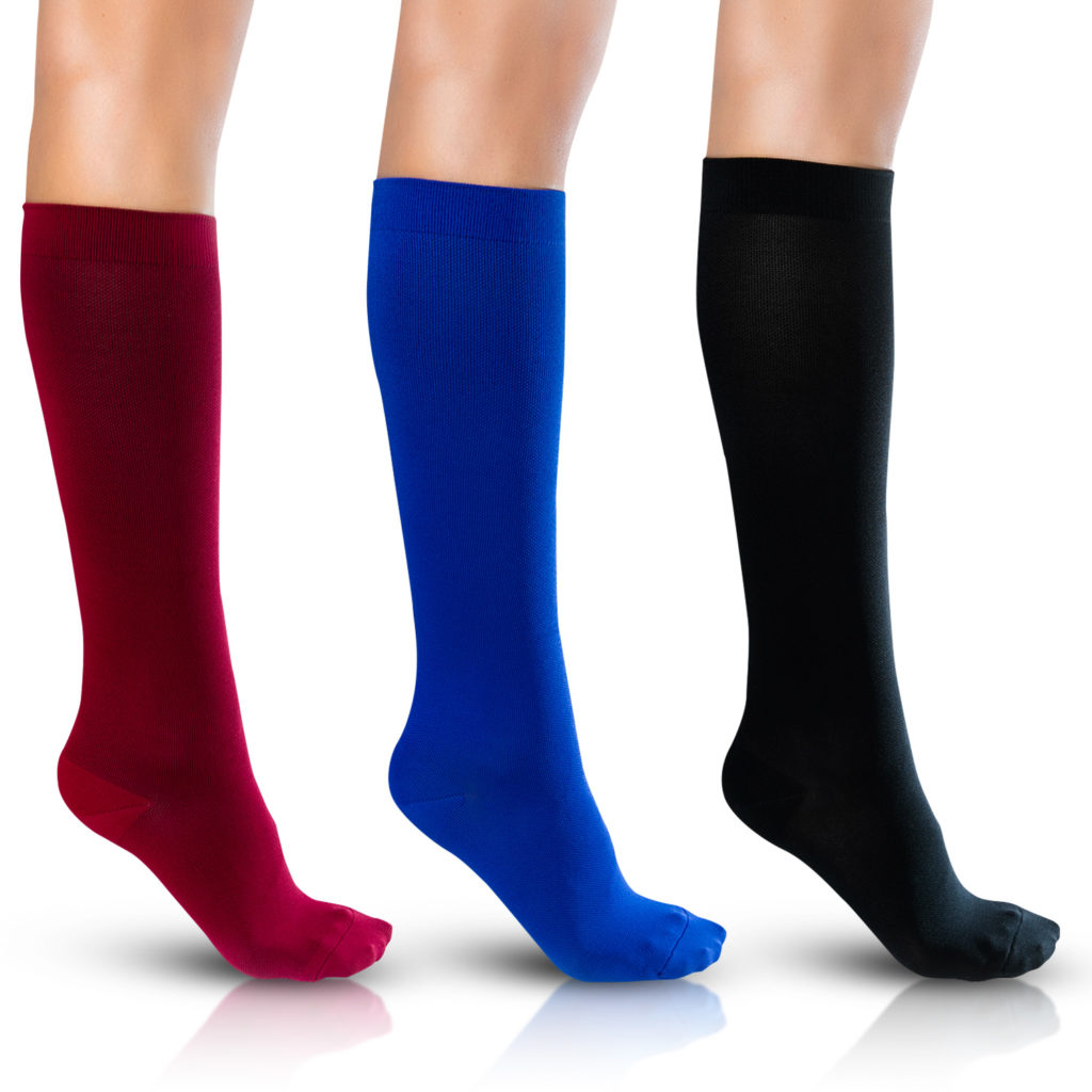 samples of different-colored compression socks