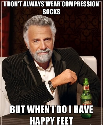 Wearing compression socks makes me happy