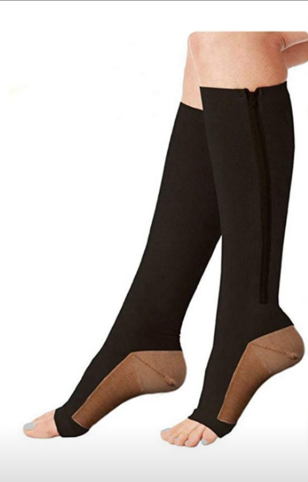 Multicolored mmHg knee High Zip Compression Socks Support Hose Suitable For Men and Women