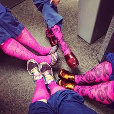 Nurses relaxed wearing pink compression socks