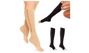 15-20 mmHg knee high zipper compression stockings