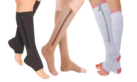 Open toe zip compression socks