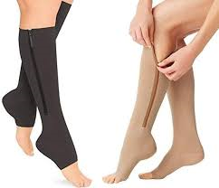 Zippered Compression Stockings 15-20 mmHG - (So Quick and Easy!)