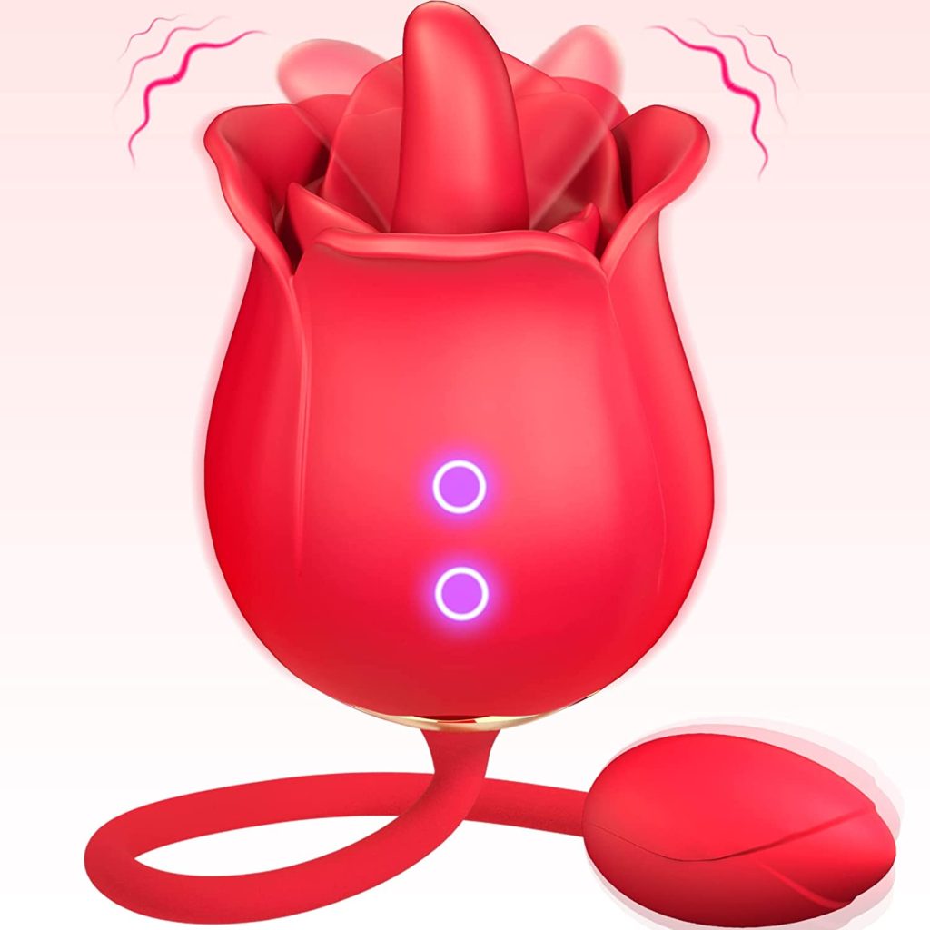 Picture of a rose toy licking toy. This is a new version of the rose toy since Amazon began removing the patent infringing versions of the original suction rose toy.