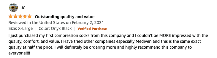 Feedback for wide calf compression socks
