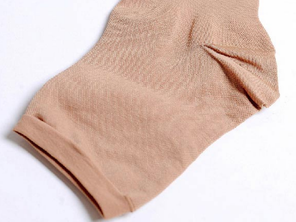 Close up shot of skin color compression stocking