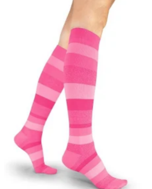 15 - 20 mmHg knee high Pink striped circulation legwear