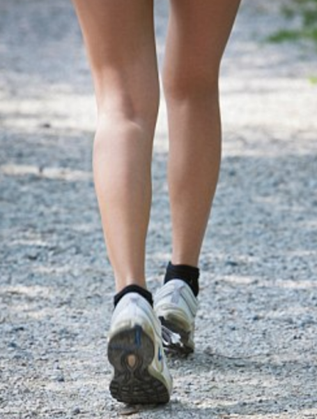 Athlete wearing ankle compression socks