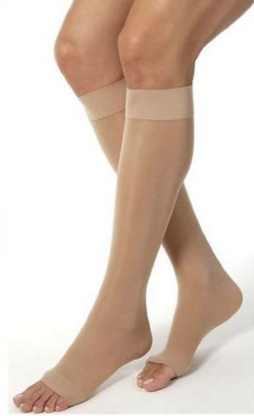 Open toe knee high compression stockings