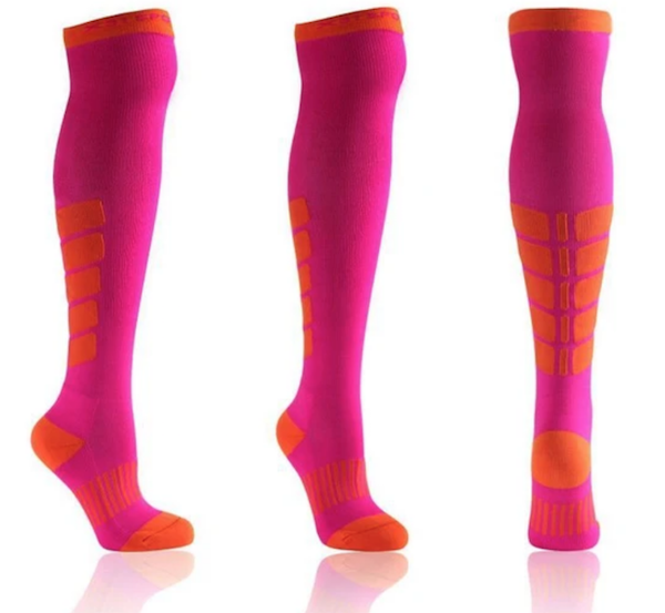 Compression socks over the knee with low pressure level for men and women