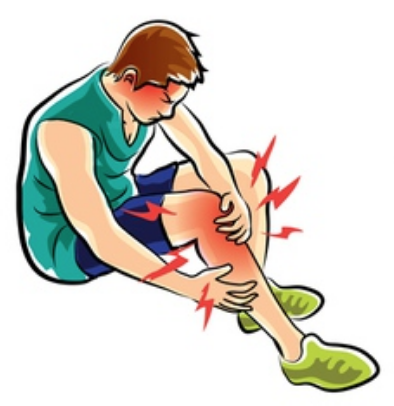 Graphic of men with injured knee and calf muscle