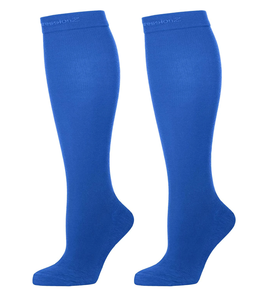 Comes in different colors like this blue one - suitable for those with cancer, diabetes, edema (swelling), trauma, or heart disease. 