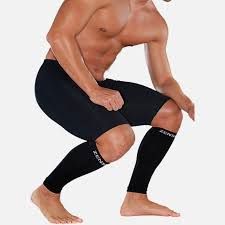 A Man Wearing Compression Leg Sleeves