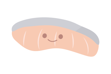a cartoon illustration of a Japanese sashimi