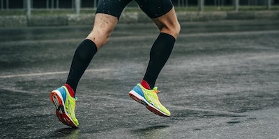 Black Mens Compression Socks on a Runner