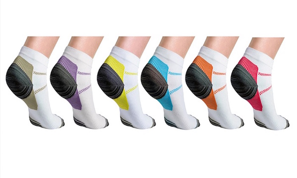 compression ankle socks and stockings include arch/heel support and accelerated blood flow to reduce pain and soreness in the feet