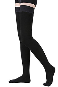 closed toe black thigh high women support hosiery
