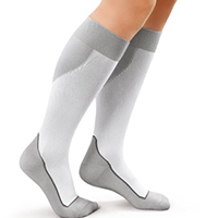 woman wearing closed toe compression socks