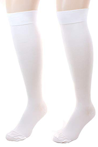 closed toe knee high white support hosiery for men and women