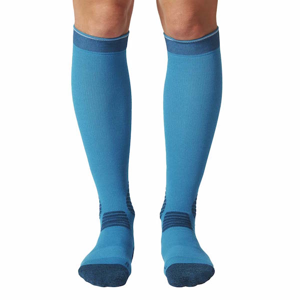 Blue color, knee-high compression socks