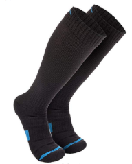 wanderlust black socks with blue strip