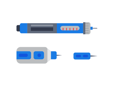 illustration of 3 different types of lancets used in blood sugar monitoring