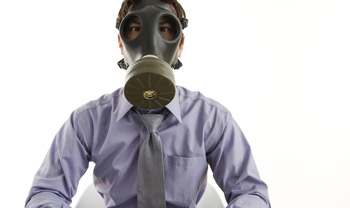 Man wearing respirator mask