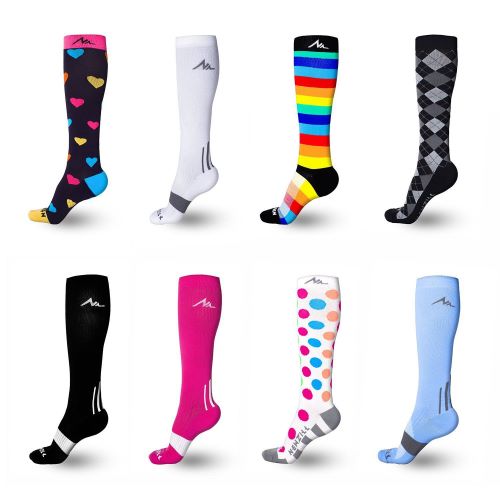 8 pairs of colourful compression socks