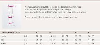 different measurements of compression socks