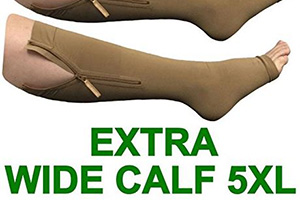 Extra wide knee highs support hosiery that are helpful for walking, weight management, and swelling