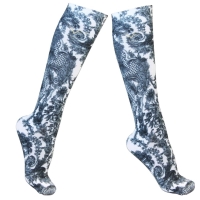 blue floral patterned compression socks