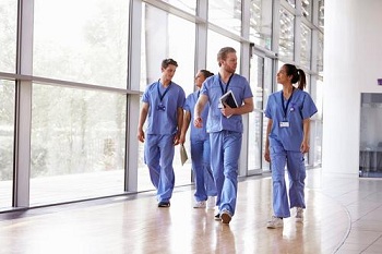 nurse walking in hospital wearing socks