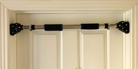 This image is of a horizontal mount in which the pull up bar suspends between a door frame.
