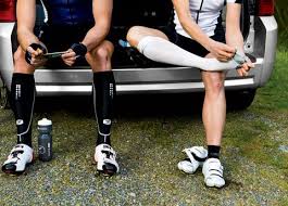 men athletes wearing compression socks 