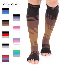 different colors of toeless compression socks for men