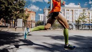 person running with socks