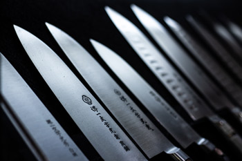 Set of sharpened knives