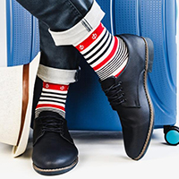 man comfortable in compression socks