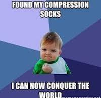 A meme showing the satisfaction of having compression socks