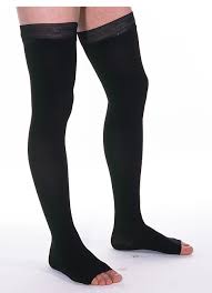 Open toe Thigh High Compression socks for men with the extra firm