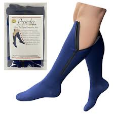 mmHg Knee High Blue zipper compression socks
