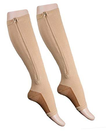 mmHg knee High Zip Compression Socks Model for Footwear