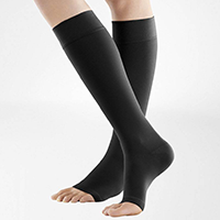 woman wearing open toe compression socks