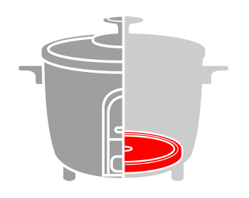 an illustration showing the heating element inside rice cookers