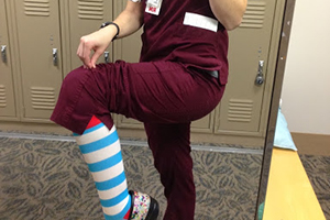 Hospital staff wearing scrubs