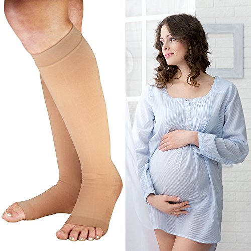 photo maternity compression socks for pregnancy and a pregnant woman